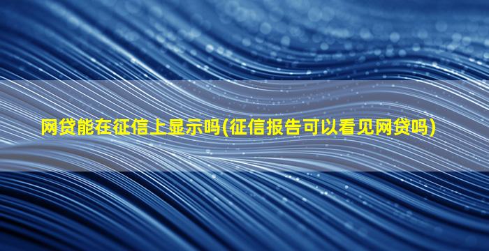 网贷能在征信上显示吗(征信报告可以看见网贷吗)