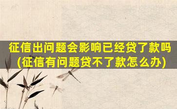 征信出问题会影响已经贷了款吗(征信有问题贷不了款怎么办)
