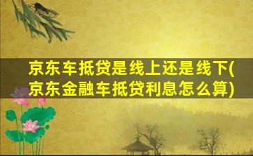 京东车抵贷是线上还是线下(京东金融车抵贷利息怎么算)