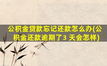 公积金贷款忘记还款怎么办(公积金还款逾期了3 天会怎样)