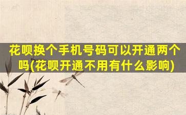 花呗换个手机号码可以开通两个吗(花呗开通不用有什么影响)