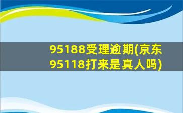 95188受理逾期(京东95118打来是真人吗)