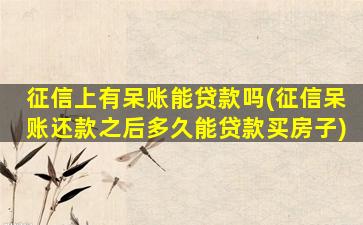 征信上有呆账能贷款吗(征信呆账还款之后多久能贷款买房子)