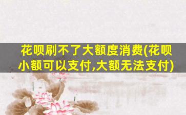 花呗刷不了大额度消费(花呗小额可以支付,大额无法支付)