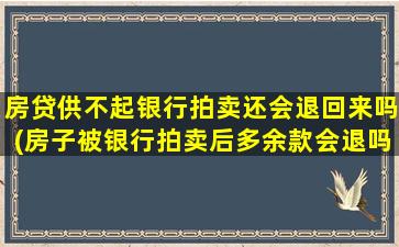 房贷供不起银行拍卖还会退回来吗(房子被银行拍卖后多余款会退吗)