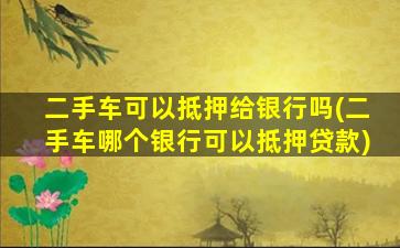 二手车可以抵押给银行吗(二手车哪个银行可以抵押贷款)