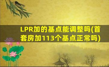 LPR加的基点能调整吗(首套房加113个基点正常吗)