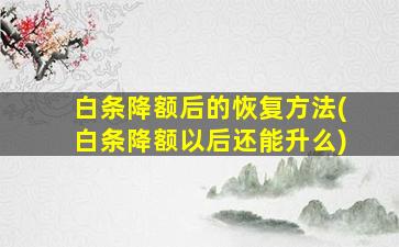 白条降额后的恢复方法(白条降额以后还能升么)