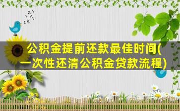 公积金提前还款最佳时间(一次性还清公积金贷款流程)