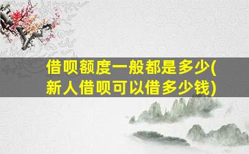 借呗额度一般都是多少(新人借呗可以借多少钱)