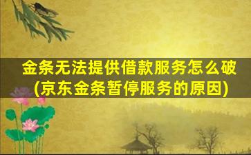 金条无法提供借款服务怎么破(京东金条暂停服务的原因)