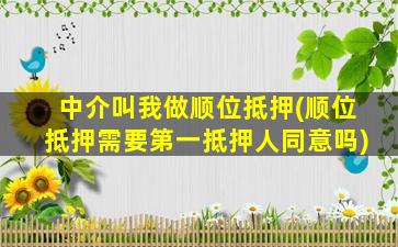 中介叫我做顺位抵押(顺位抵押需要第一抵押人同意吗)