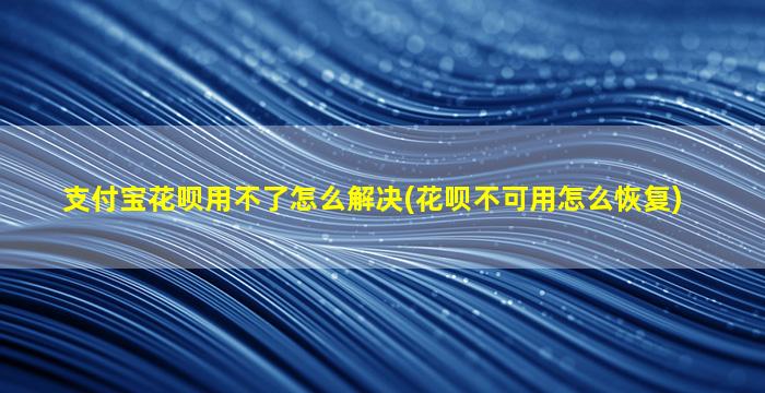 支付宝花呗用不了怎么解决(花呗不可用怎么恢复)