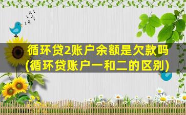 循环贷2账户余额是欠款吗(循环贷账户一和二的区别)
