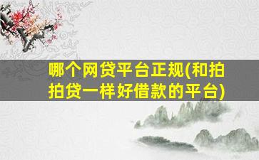 哪个网贷平台正规(和拍拍贷一样好借款的平台)