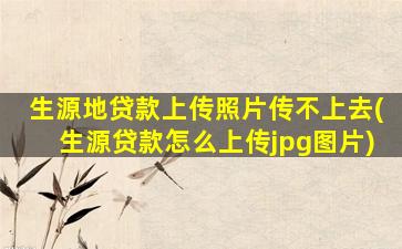 生源地贷款上传照片传不上去(生源贷款怎么上传jpg图片)