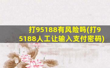 打95188有风险吗(打95188人工让输入支付密码)