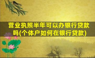 营业执照半年可以办银行贷款吗(个体户如何在银行贷款)