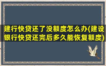 建行快贷还了没额度怎么办(建设银行快贷还完后多久能恢复额度)