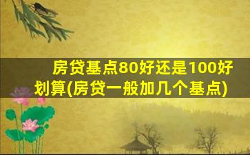 房贷基点80好还是100好划算(房贷一般加几个基点)