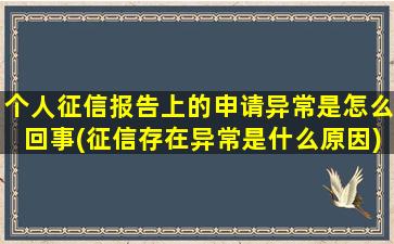 个人征信报告上的申请异常是怎么回事(征信存在异常是什么原因)