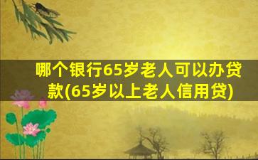 哪个银行65岁老人可以办贷款(65岁以上老人信用贷)