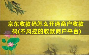 京东收款码怎么开通商户收款码(不风控的收款商户平台)