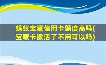 蚂蚁宝藏信用卡额度高吗(宝藏卡激活了不用可以吗)